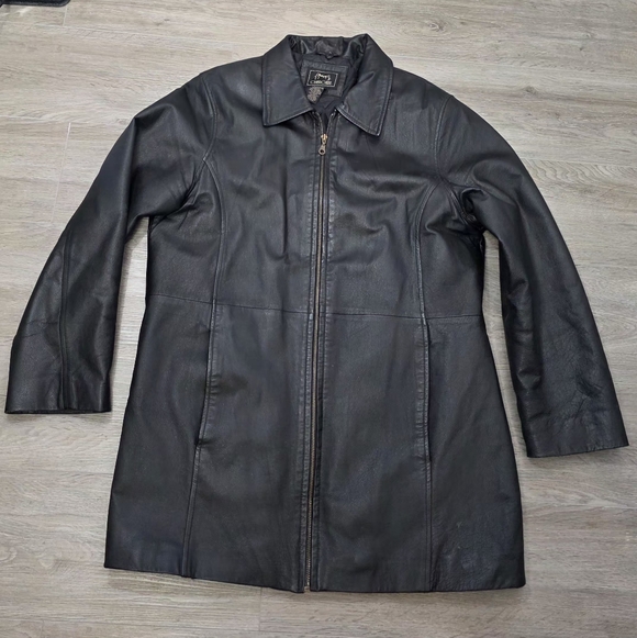 Vintage 90's Cherokee Womans Leather Jacket Sz Large Black Lined Full Zipper - Picture 6 of 6